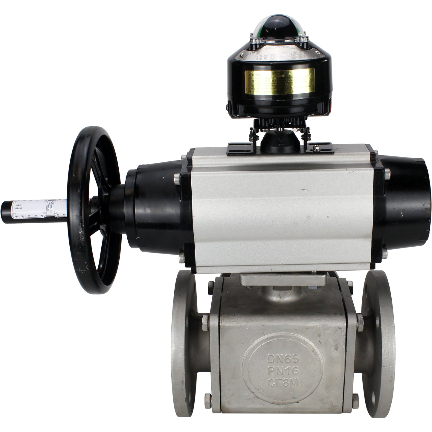 Ball valves DNOVA BV3232P(4pc)-FP-3WL-F-ISO-H DN100 16 bar full bore, flanged, body - stainless steel SS316, ISO flange F10/F12, square 19x19, with double pneumatic actuator PA-DA-105-1 action, pneumatic distributor 4M310-08 220V and LSU APL-510N E