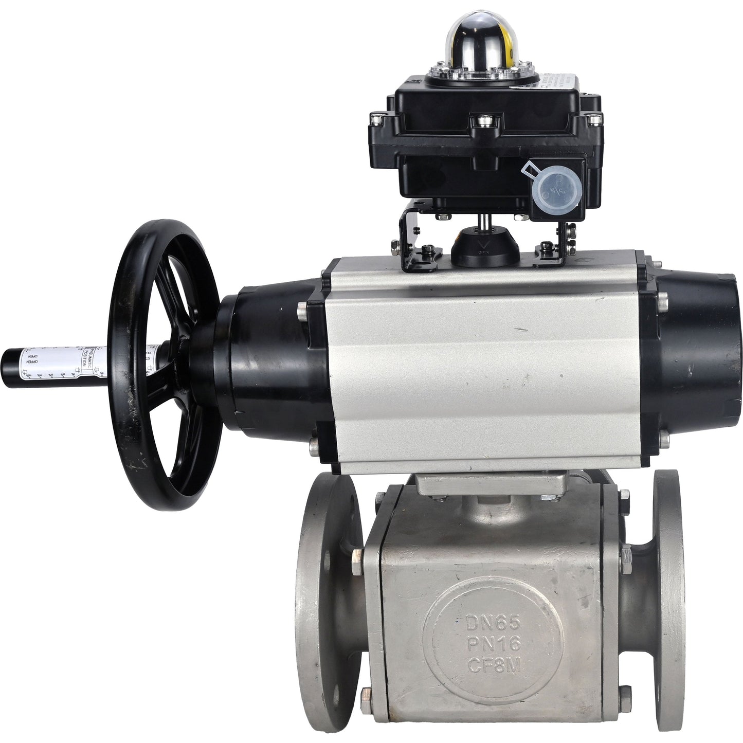 Ball valves DNOVA BV3232P(4pc)-FP-3WL-F-ISO-H DN100 16 bar full bore, flanged, body - stainless steel SS316, ISO flange F10/F12, square 19x19, with double pneumatic actuator PA-DA-105-1 action, pneumatic distributor 4M310-08 24V and LSU APL-410N EX