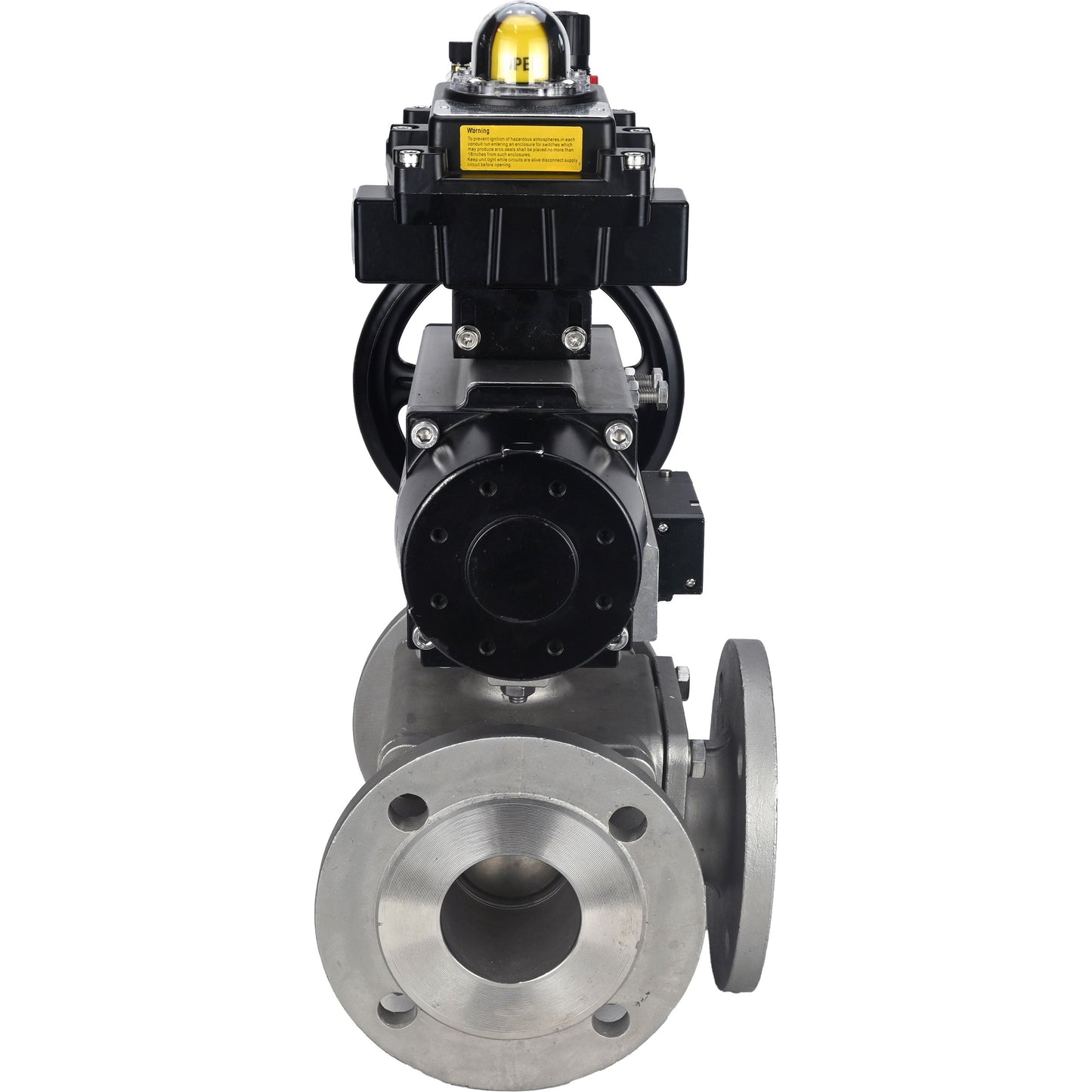 Ball valves DNOVA BV3232P(4pc)-FP-3WL-F-ISO-H DN100 16 bar full bore, flanged, body - stainless steel SS316, ISO flange F10/F12, square 19x19, with pneumatic actuator PA-DA-105-1, pneumatic distributor 4M310-08 220V, LSU APL-410N EX and ATU AFC2000