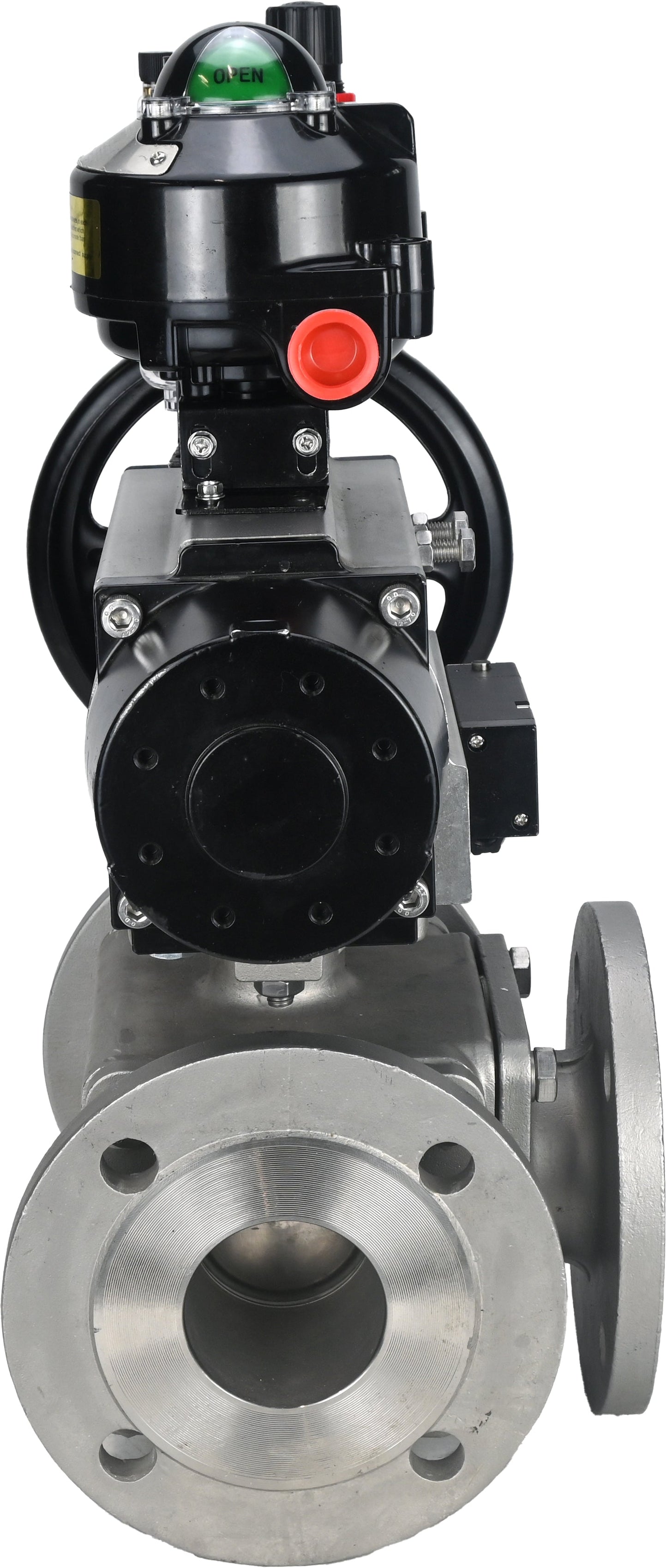 Ball valves DNOVA BV3232P(4pc)-FP-3WL-F-ISO-H DN100 16 bar full bore, flanged, body - stainless steel SS316, ISO flange F10/F12, square 19x19, with pneumatic actuator PA-DA-105-1, pneumatic distributor 4M310-08 220V, LSU APL-510N EX and ATU AFC2000