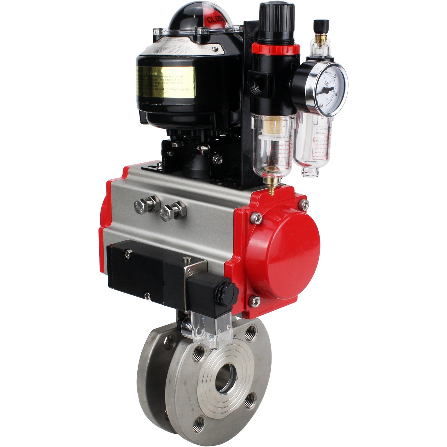 Ball valves DNOVA BV3232P-FP-Fb-ISO-H 16 bar wafer, full bore, stainless steel body. steel SS316, seal - PTFE, with pneumatic drive DNOVA PA-DA 052-105 pneumatic distributor 4M310-08 220V ATU AFC2000 LSU APL-510N-EX