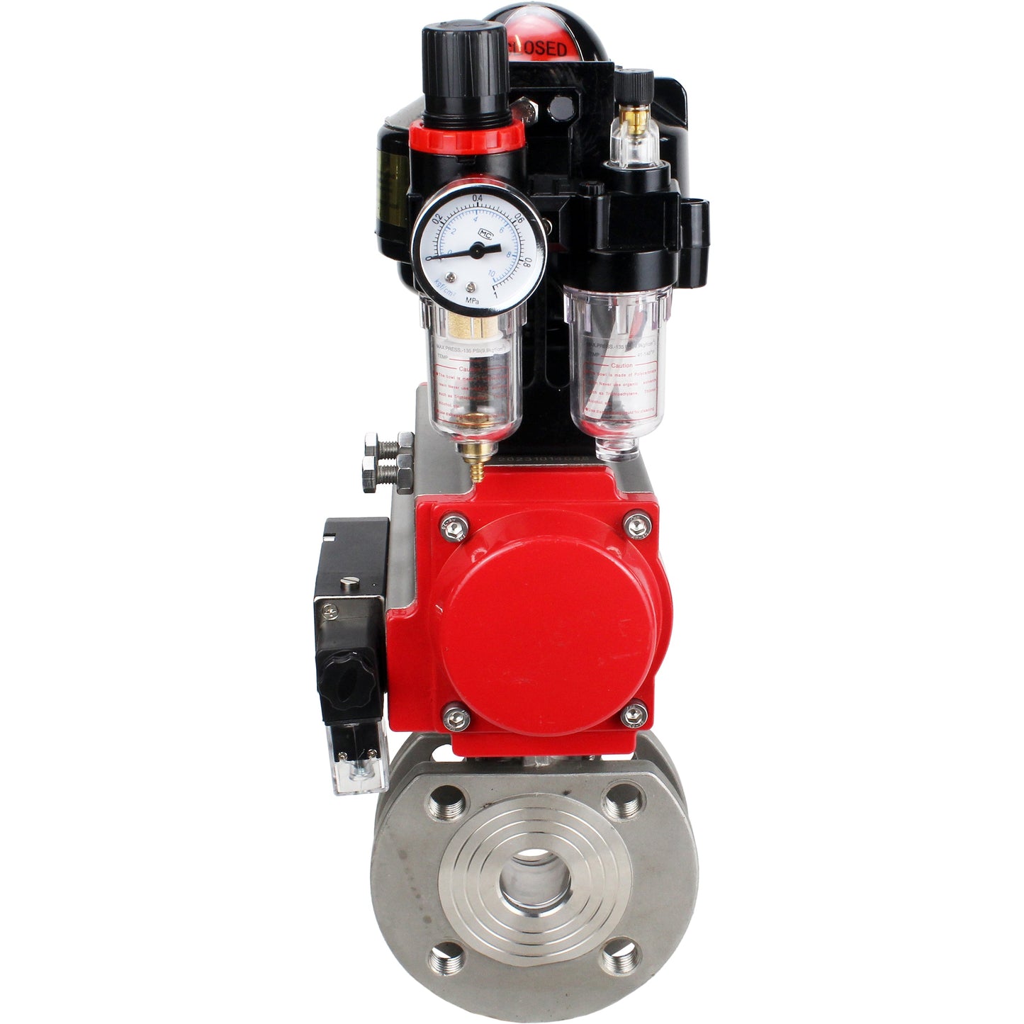 Ball valves DNOVA BV3232P-FP-Fb-ISO-H 16 bar wafer, full bore, stainless steel body. steel SS316, seal - PTFE, with pneumatic drive DNOVA PA-DA 052-105 pneumatic distributor 4M310-08 220V ATU AFC2000 LSU APL-510N-EX