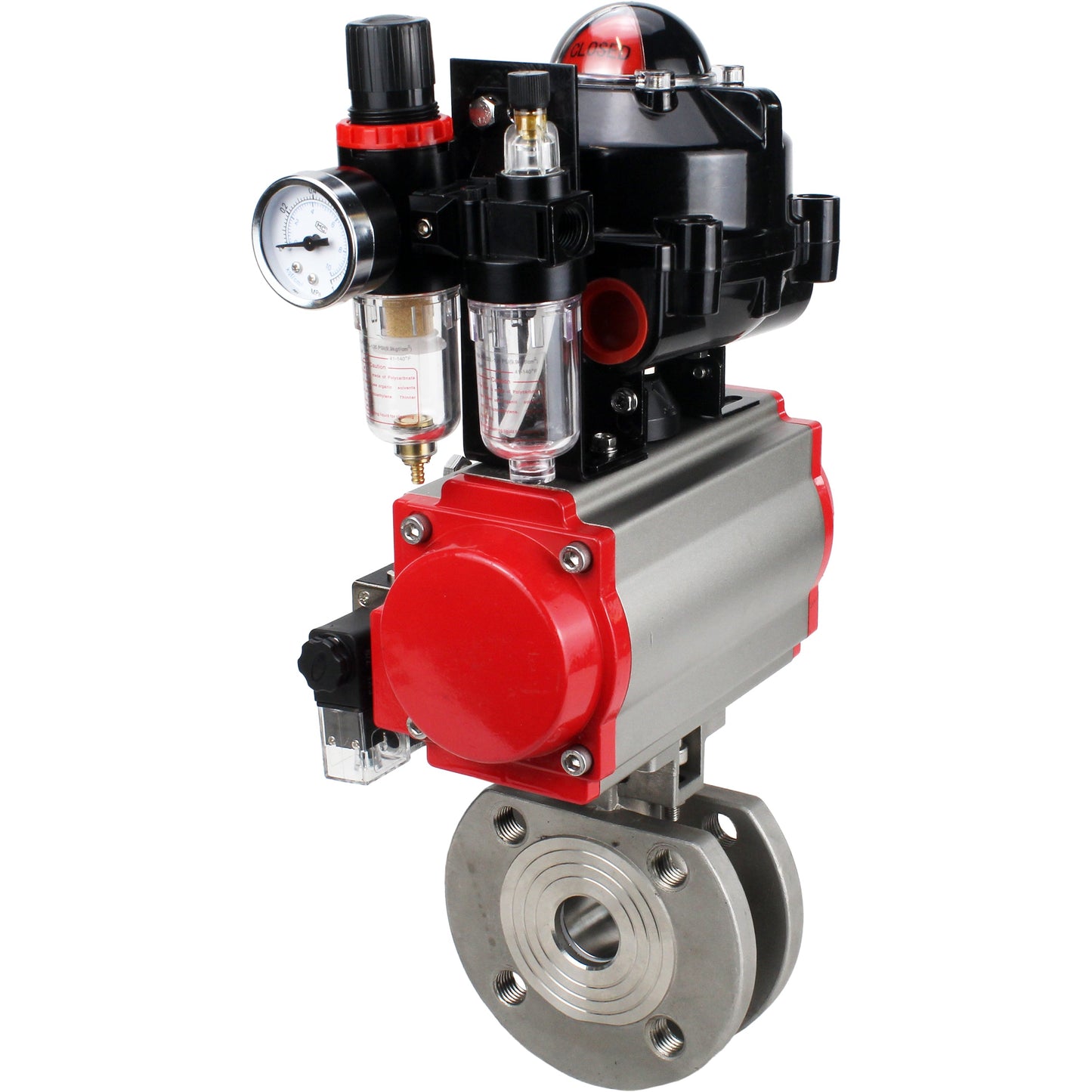 Ball valves DNOVA BV3232P-FP-Fb-ISO-H 16 bar wafer, full bore, stainless steel body. steel SS316, seal - PTFE, with pneumatic drive DNOVA PA-DA 052-105 pneumatic distributor 4M310-08 220V ATU AFC2000 LSU APL-510N-EX