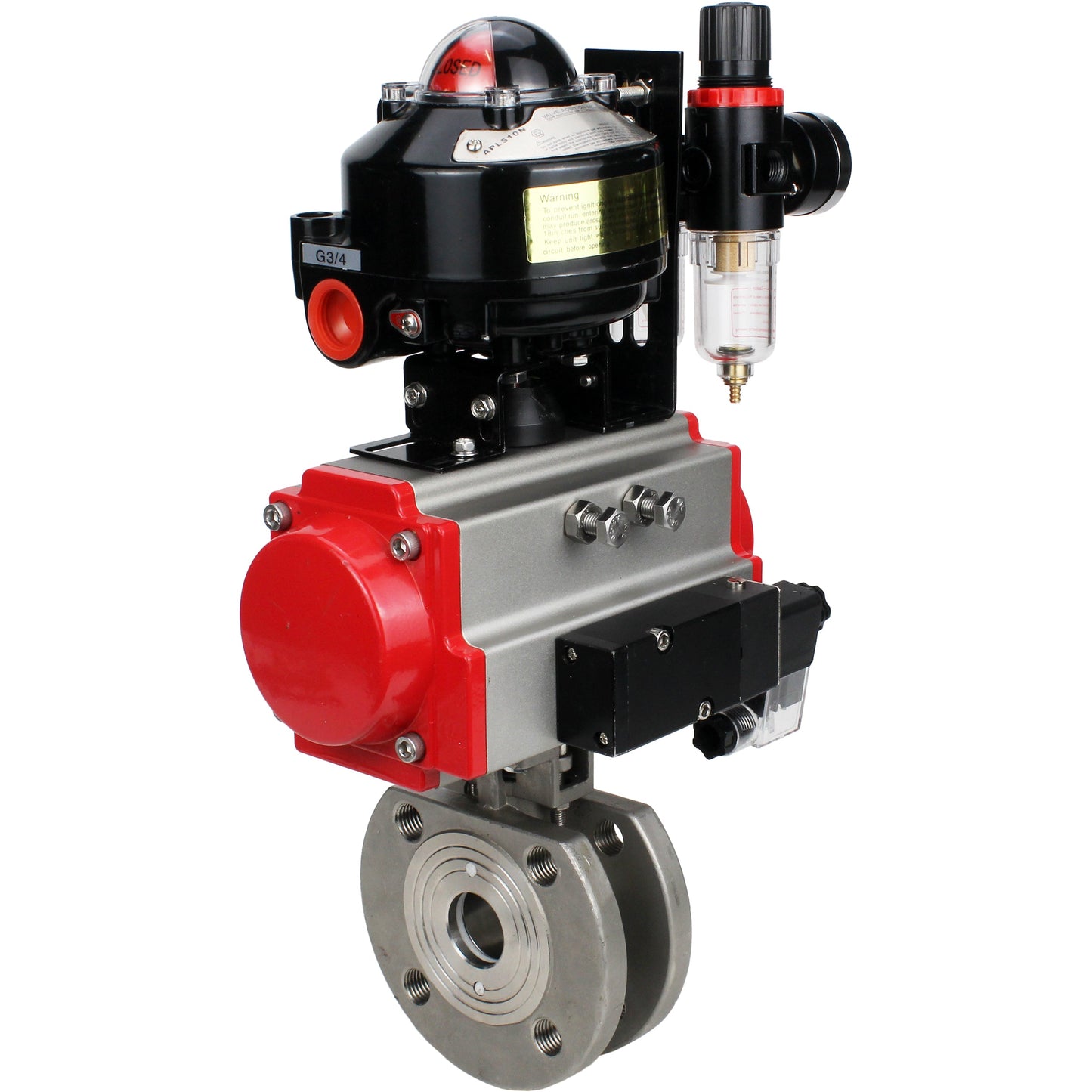 Ball valves DNOVA BV3232P-FP-Fb-ISO-H 16 bar wafer, full bore, stainless steel body. steel SS316, seal - PTFE, with pneumatic drive DNOVA PA-DA 052-105 pneumatic distributor 4M310-08 220V ATU AFC2000 LSU APL-510N-EX