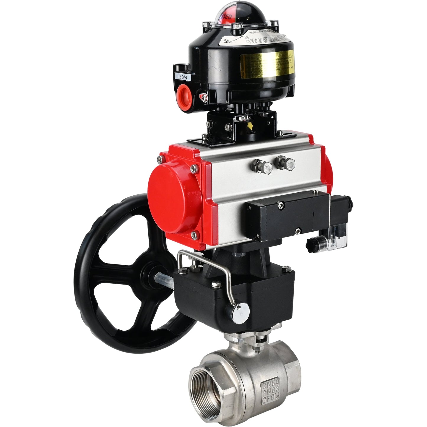 Ball valves DNOVA BV3232P(2pc)-FP-T-ISO-H threaded, full bore, stainless steel body. steel SS316, seal - PTFE, with pneumatic drive DNOVA PA-DA 052-105 pneumatic distributor 4M310-08 220V gearbox MON LSU APL-510N-EX