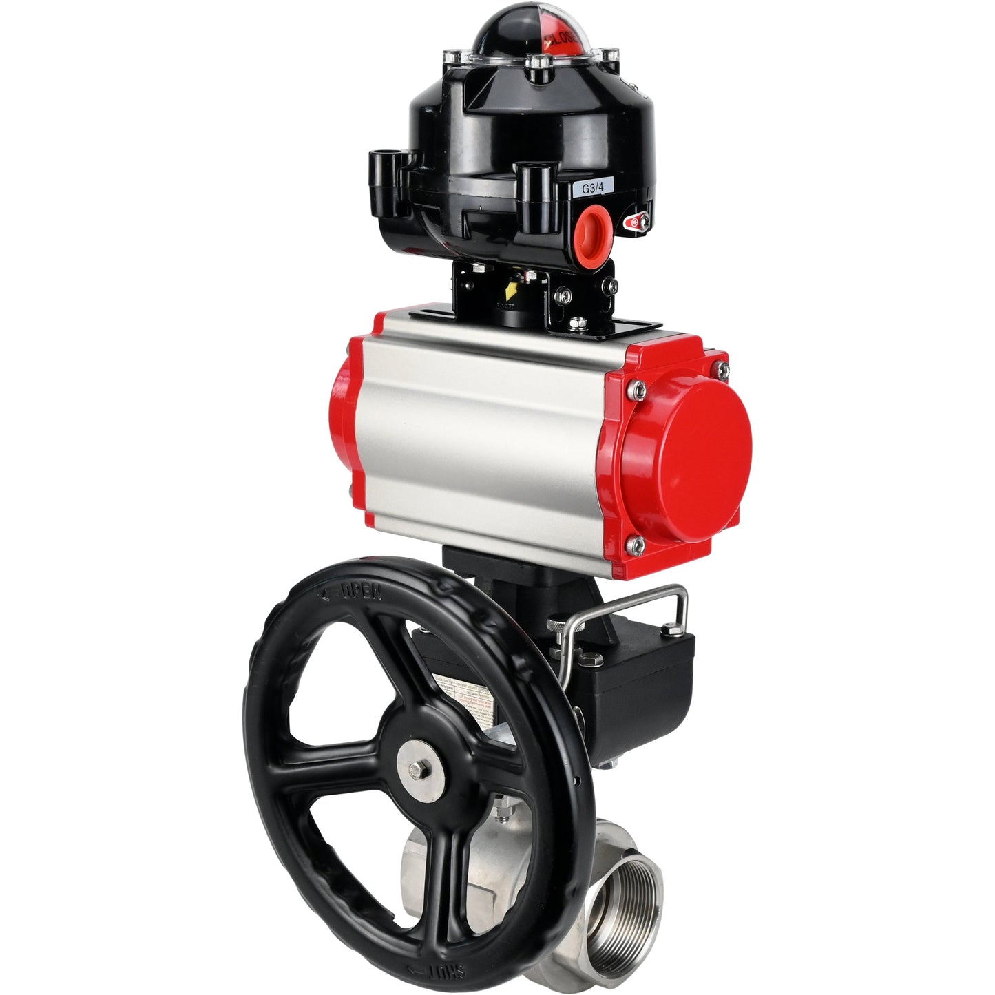 Ball valves DNOVA BV3232P(2pc)-FP-T-ISO-H threaded, full bore, stainless steel body. steel SS316, seal - PTFE, with pneumatic drive DNOVA PA-DA 052-105 pneumatic distributor 4M310-08 220V gearbox MON LSU APL-510N-EX