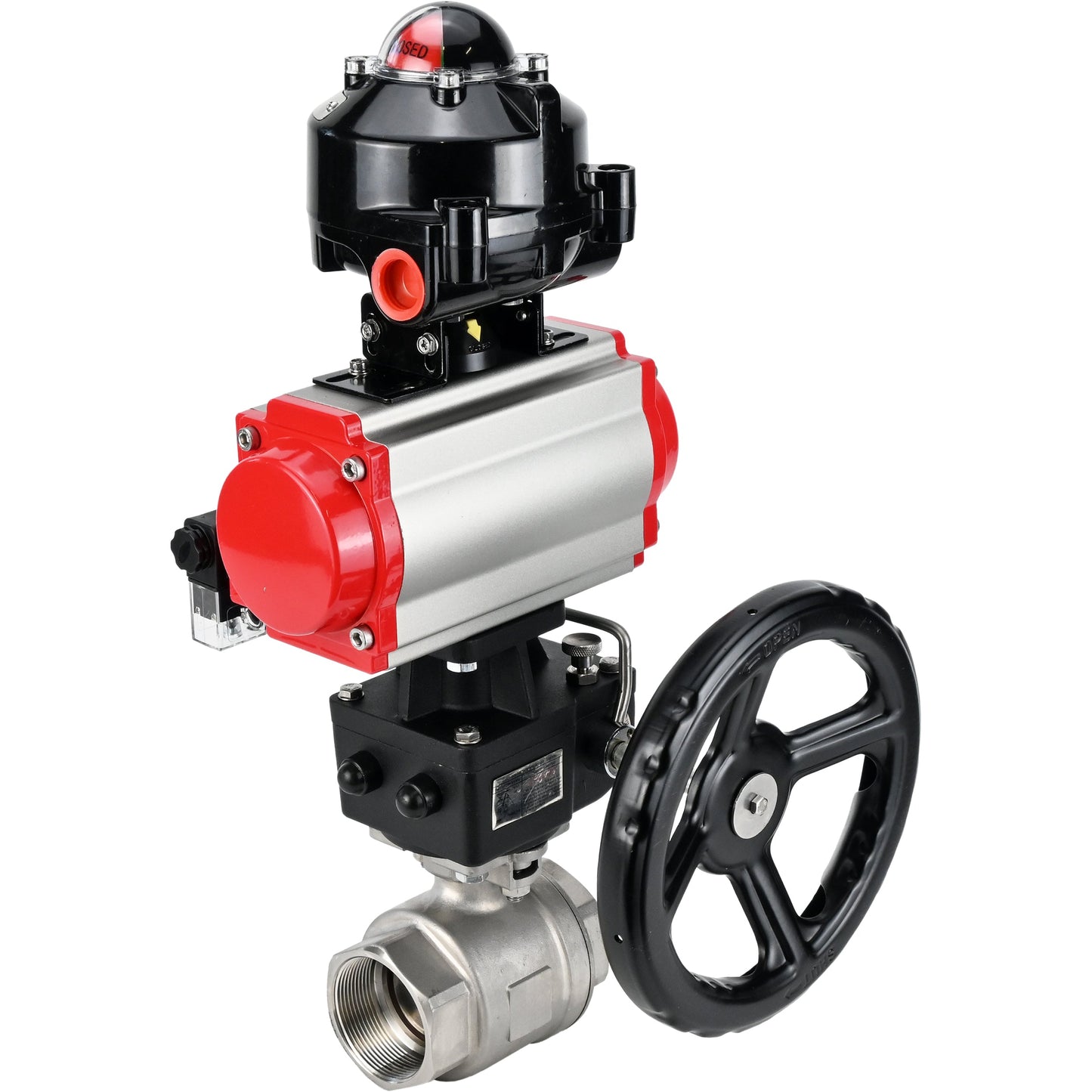 Ball valves DNOVA BV3232P(2pc)-FP-T-ISO-H threaded, full bore, stainless steel body. steel SS316, seal - PTFE, with pneumatic drive DNOVA PA-DA 052-105 pneumatic distributor 4M310-08 220V gearbox MON LSU APL-510N-EX