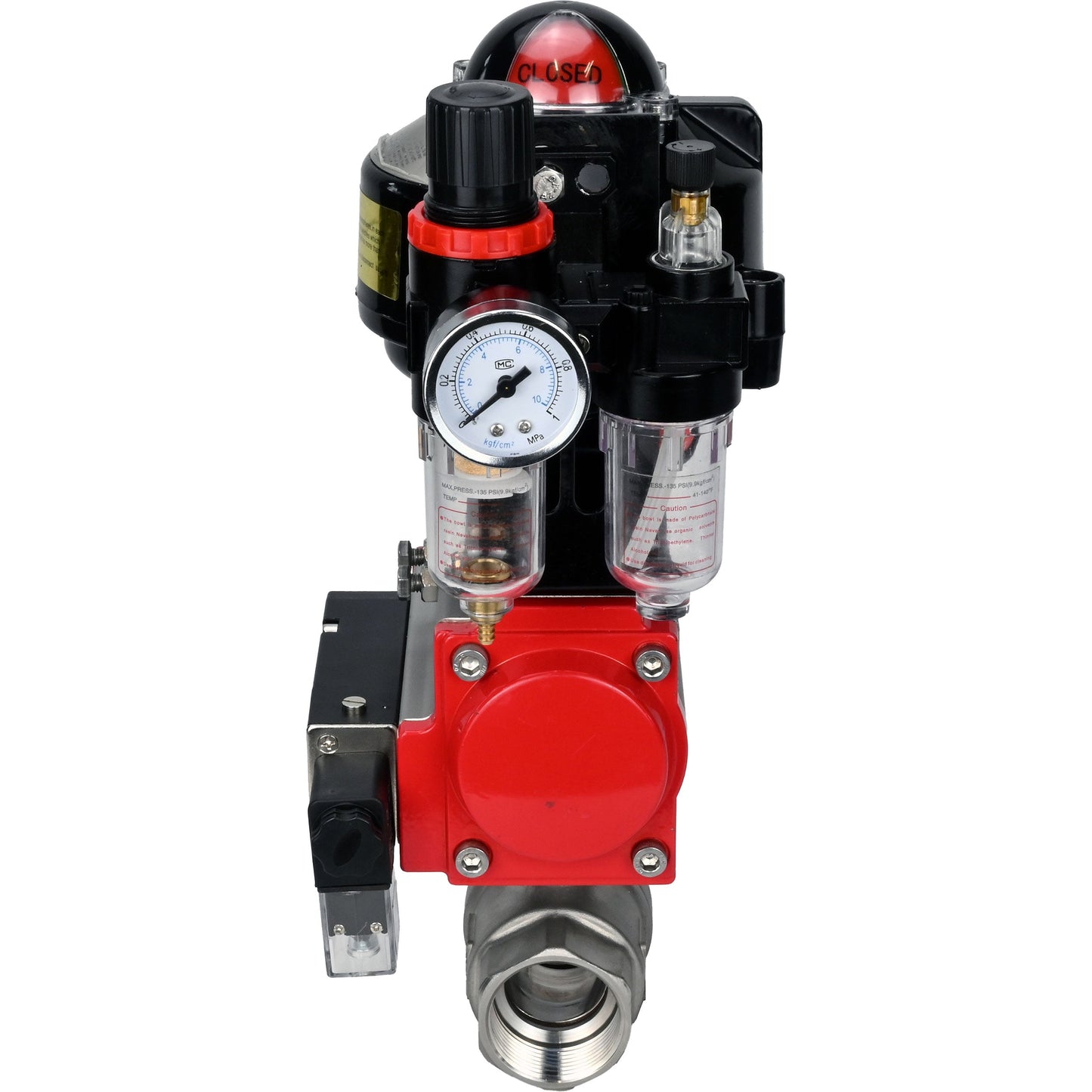 Ball valves DNOVA BV3232P(2pc)-FP-T-ISO-H threaded, full bore, stainless steel body. steel SS316, seal - PTFE, with pneumatic actuator DNOVA PA-DA 052-105 pneumatic distributor 4M310-08 24V ATU AFC2000 LSU APL-510N-EX