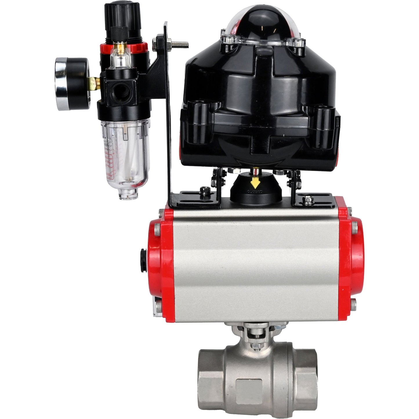 Ball valves DNOVA BV3232P(2pc)-FP-T-ISO-H threaded, full bore, stainless steel body. steel SS316, seal - PTFE, with pneumatic actuator DNOVA PA-DA 052-105 pneumatic distributor 4M310-08 24V ATU AFC2000 LSU APL-510N-EX