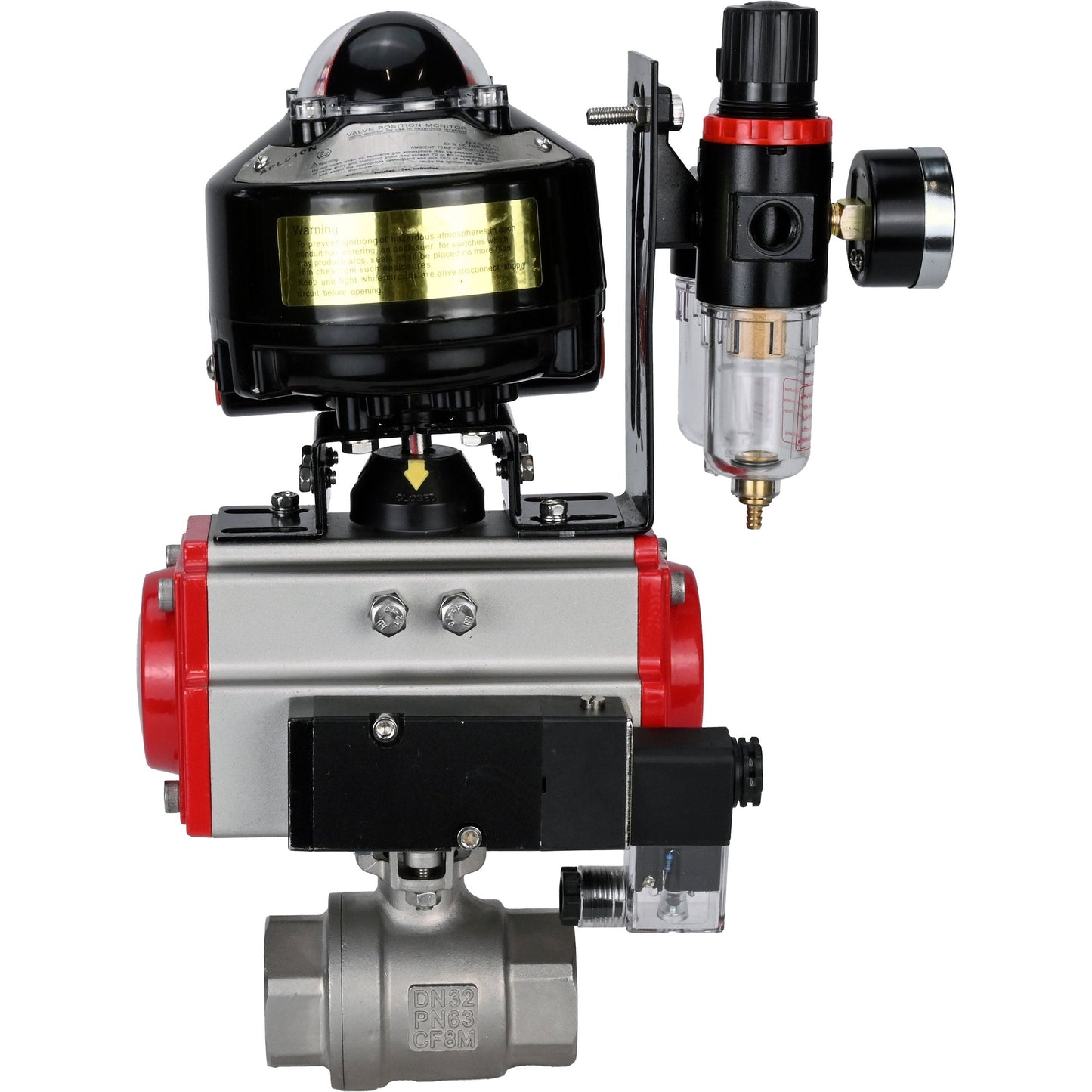 Ball valves DNOVA BV3232P(2pc)-FP-T-ISO-H threaded, full bore, stainless steel body. steel SS316, seal - PTFE, with pneumatic actuator DNOVA PA-DA 052-105 pneumatic distributor 4M310-08 24V ATU AFC2000 LSU APL-510N-EX