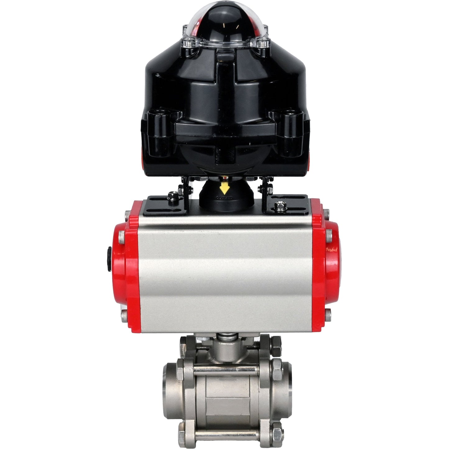 Ball valves DNOVA BV3232P(3pc)-FP-W-ISO-H for welding, full bore, body - stainless steel SS316, seal - PTFE, with pneumatic actuator DNOVA PA-SA 052- 130 pneumatic distributor 4M310-08 24V LSU APL-510N-EX