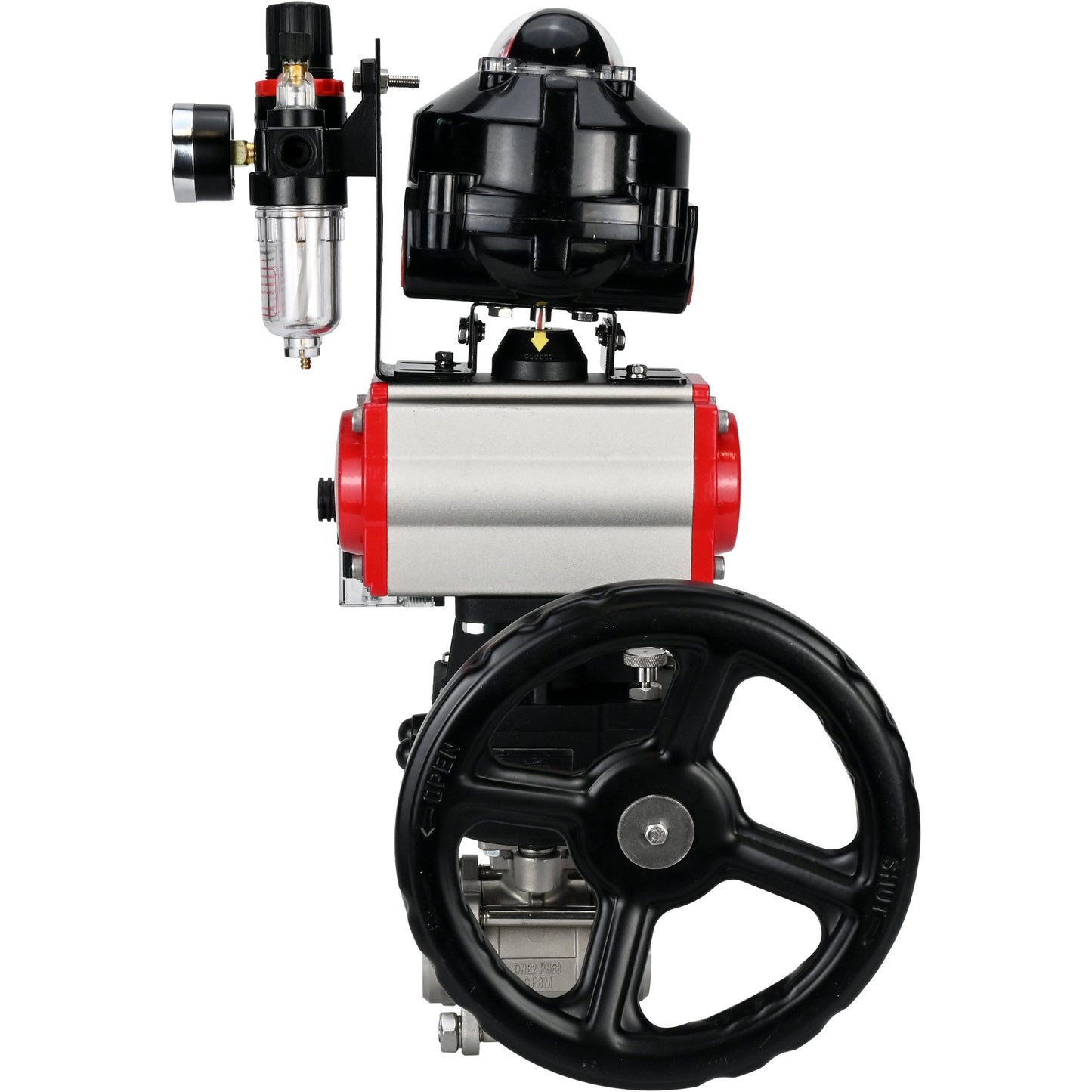 Ball valves DNOVA BV3232P(3pc)-FP-W-ISO-H for welding, full bore, body - stainless steel SS316, seal - PTFE, with pneumatic drive PA-DA-052- 083 pneumatic distributor 4M310-08 24V gearbox MON ATU AFC2000 LSU APL-510N-EX
