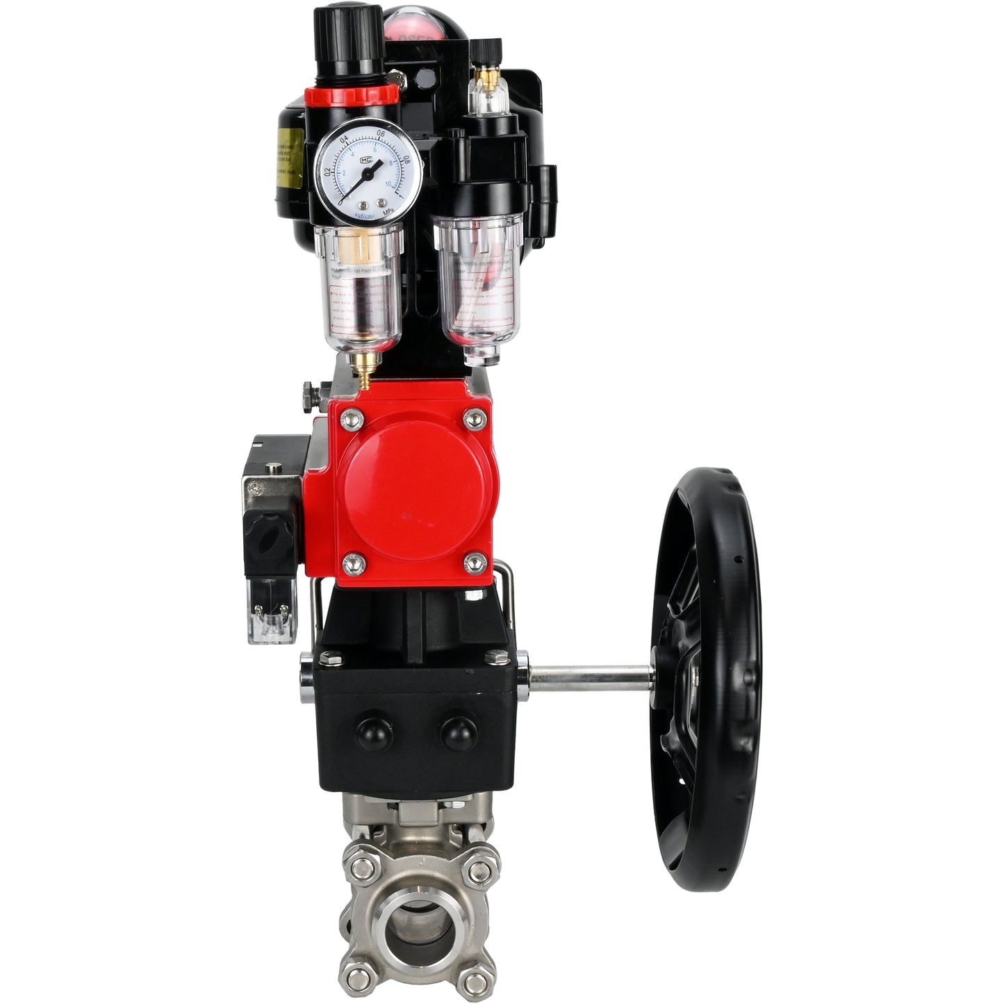 Ball valves DNOVA BV3232P(3pc)-FP-W-ISO-H for welding, full bore, body - stainless steel SS316, seal - PTFE, with pneumatic drive PA-DA-052- 083 pneumatic distributor 4M310-08 24V gearbox MON ATU AFC2000 LSU APL-510N-EX