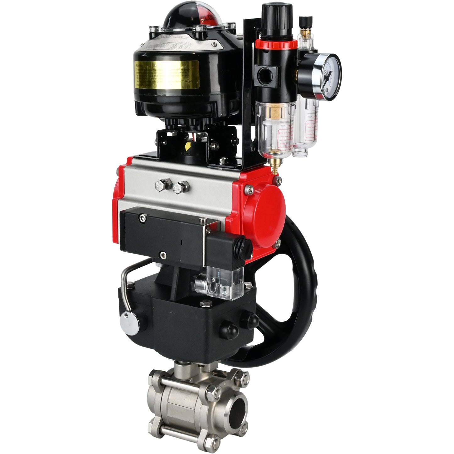 Ball valves DNOVA BV3232P(3pc)-FP-W-ISO-H for welding, full bore, body - stainless steel SS316, seal - PTFE, with pneumatic drive PA-DA-052- 083 pneumatic distributor 4M310-08 24V gearbox MON ATU AFC2000 LSU APL-510N-EX