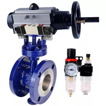 Water Butterfly Valve with triple eccentricity DNOVA WBV3EX-3432M-1W-F-ISO, flanged, body - carbon steel WCB, seal - METAL, with pneumatic drive PA-DA-105-1, with pneumatic distributor 4V320-10 220V, BPV AFC2000