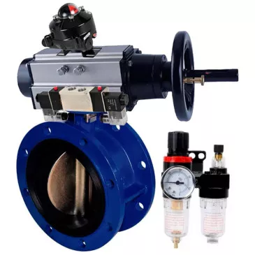 Water Butterfly Valve DNOVA WBV1331E-2W-F-H, flanged, body - cast iron GGG40, disk - stainless steel 304, seal - EPDM, with pneumatic actuator PA-DA-105-1, with pneumatic distributor 4V320-10 220V, BKV APL-510N Ex, BPV AFC2000