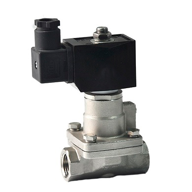 Électrovanne à deux voies normalement fermée à action indirecte DNOVA DHP11-S-NC PTFE G YS 24V, matériau du corps - acier inoxydable AISI 304, joint - PTFE