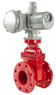 Wedge gate valve DNOVA PSI232 flange connection, body material - cast iron GGG50, wedge material - rubber, seal - EPDM, color - red, electric actuator GZ-220V