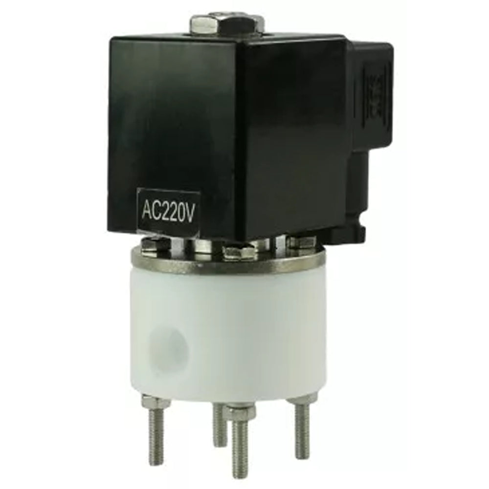 Two way normally open direct acting electric solenoid valve DNOVA DHF11-РќРћ PTFE VITON G 110/220V, body material - PTFE, seal - Viton