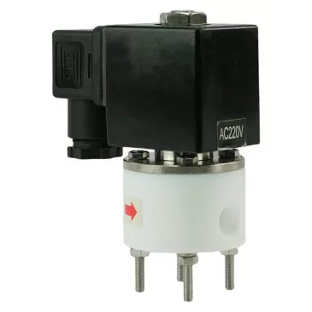 Two way normally open direct acting electric solenoid valve DNOVA DHF11-РќРћ PTFE VITON G 110/220V, body material - PTFE, seal - Viton
