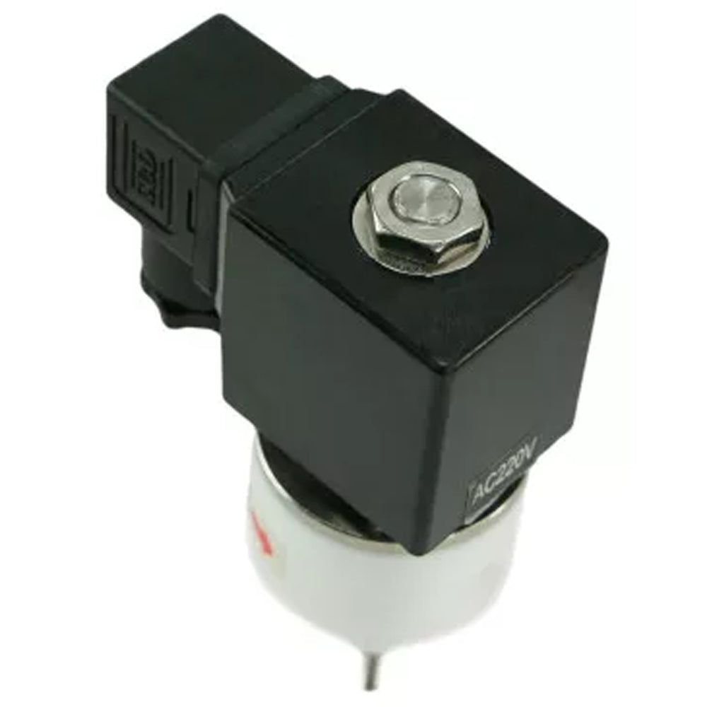 Two way normally open direct acting electric solenoid valve DNOVA DHF11-РќРћ PTFE VITON G 24V, body material - PTFE, seal - Viton