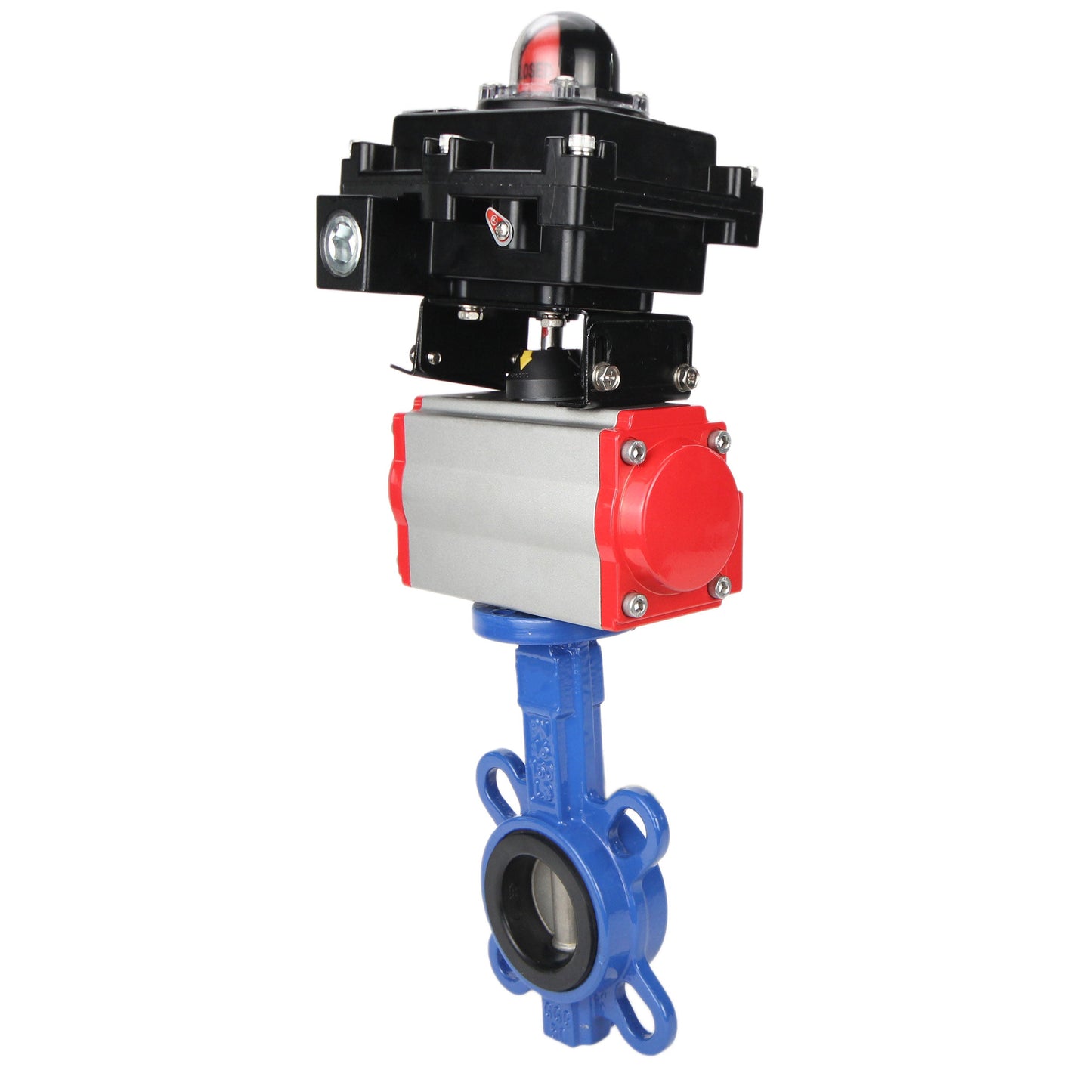 Water butterfly valve DNOVA GGG50-GGG40-EPDM body material - cast iron GGG50, disk material - cast iron GGG40, seal - EPDM with pneumatic actuator DNOVA DA, pneumatic distributor 4M310-08 24V and limit switch block APL-410N EX