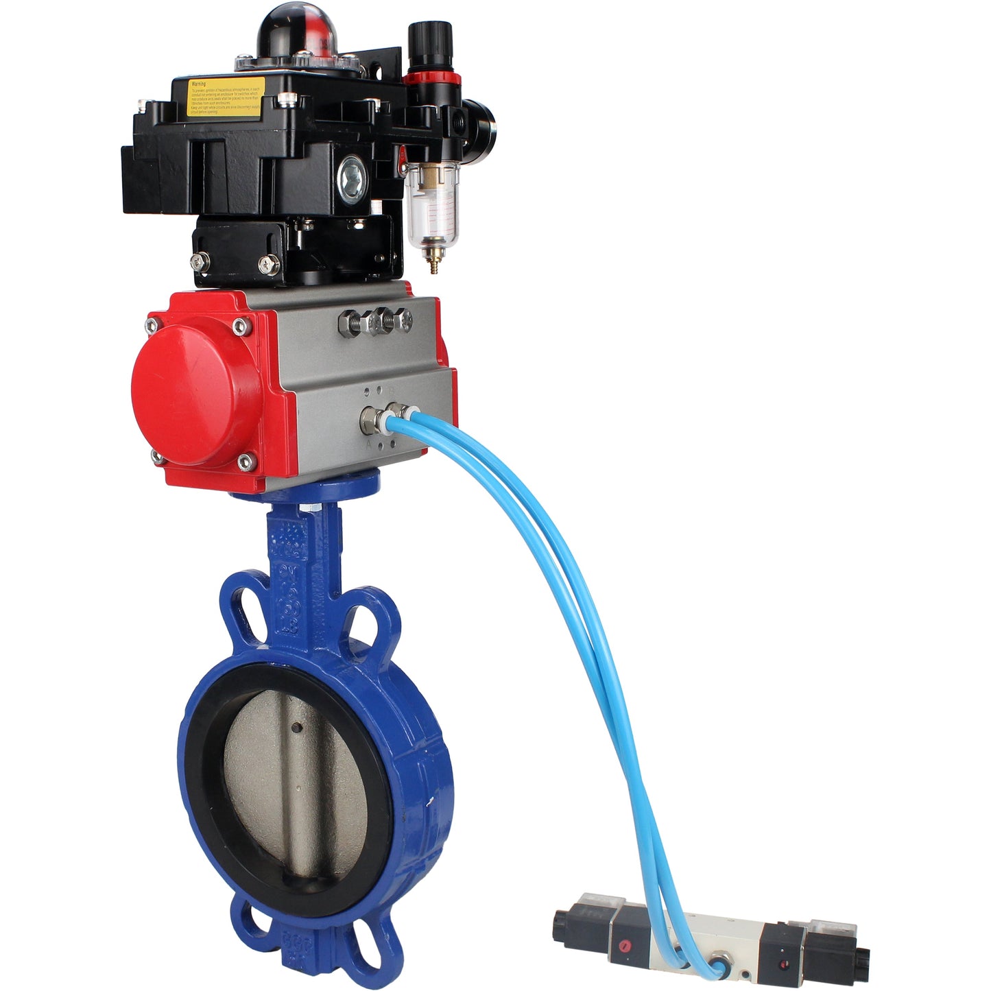 Water Butterfly Valve DNOVA WBV1413E-2W-Fb-H, body material - cast iron GGG50, disk material - cast iron GGG40, seal - EPDM, with pneumatic actuator double action PA-DA, 4V320-08 220V, LSU APL-410N EX, ATU AFC2000