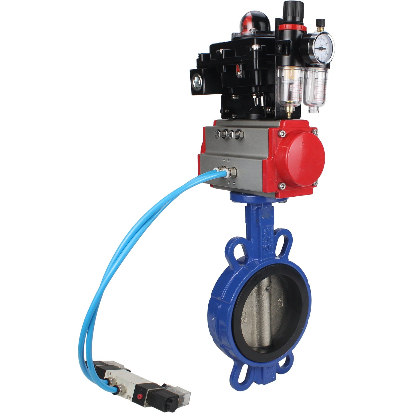 Water Butterfly Valve DNOVA WBV1413E-2W-Fb-H, body material - cast iron GGG50, disk material - cast iron GGG40, seal - EPDM, with pneumatic actuator double action PA-DA, 4V320-08 220V, LSU APL-410N EX, ATU AFC2000