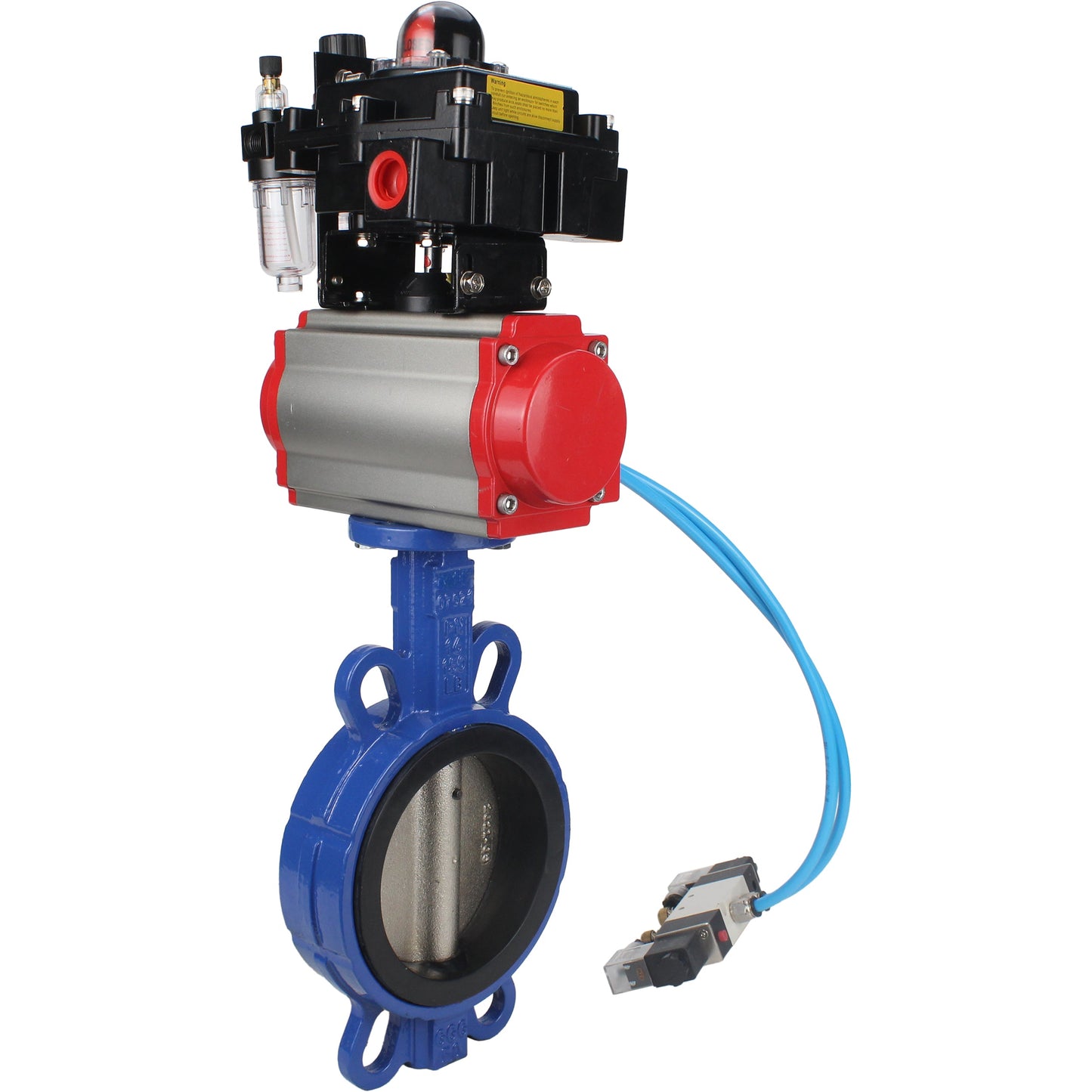 Water Butterfly Valve DNOVA WBV1413E-2W-Fb-H, body material - cast iron GGG50, disk material - cast iron GGG40, seal - EPDM, with pneumatic actuator double action PA-DA, 4V320-08 220V, LSU APL-410N EX, ATU AFC2000