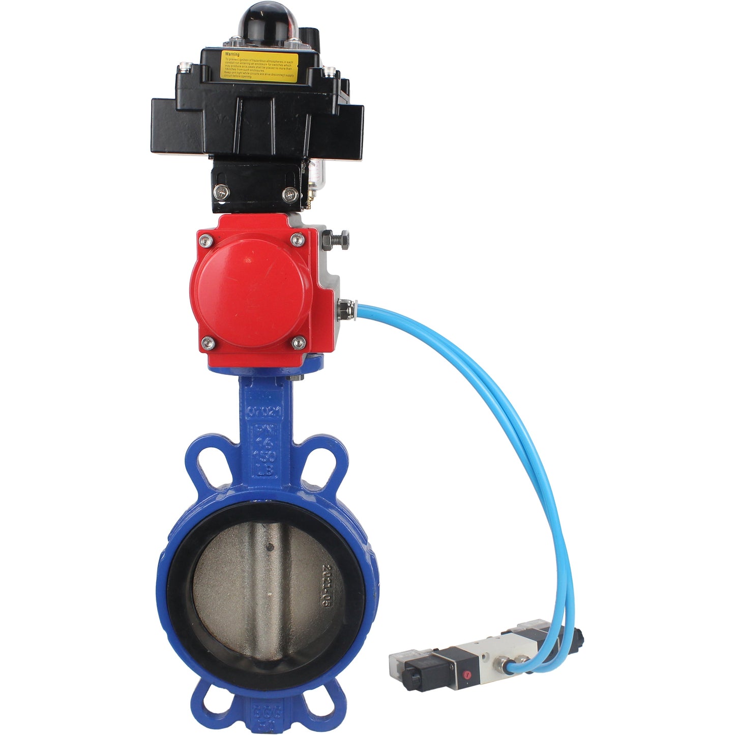 Water Butterfly Valve DNOVA WBV1413E-2W-Fb-H, body material - cast iron GGG50, disk material - cast iron GGG40, seal - EPDM, with pneumatic actuator double action PA-DA, 4V320-08 220V, LSU APL-410N EX, ATU AFC2000