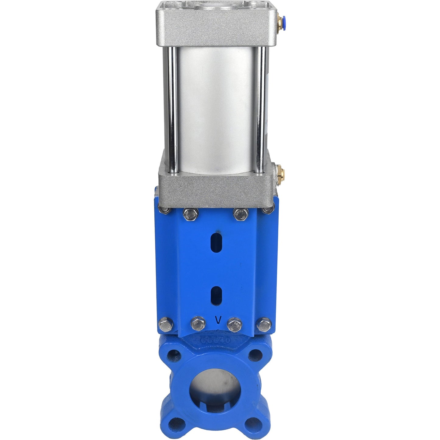 Gate valves DNOVA GVKR1331M-1W-Fb-2P-WENZ PN16 unidirectional, interflanged, spindle - extendable, body - cast iron GGG40, gate - stainless steel 304, seal - EPDM, pneumatically actuated, WENZ