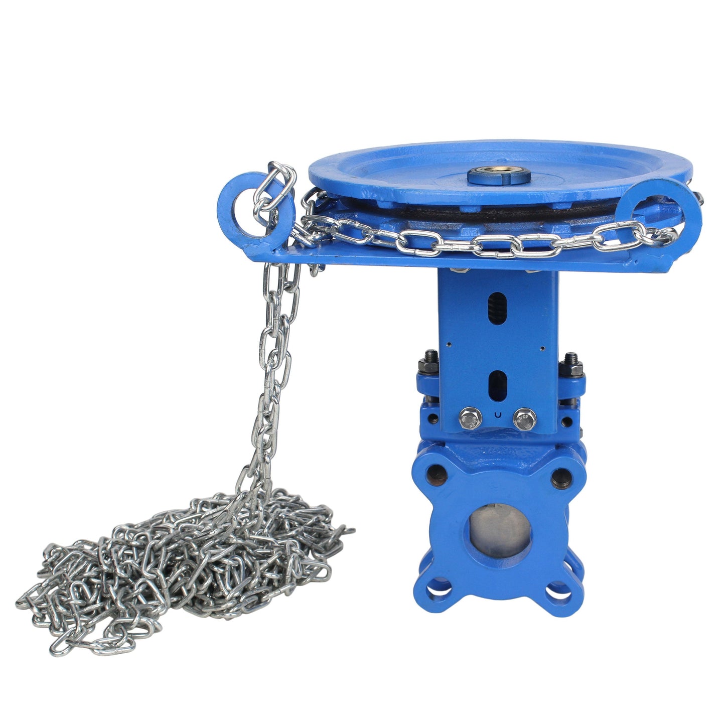Knife gate valve DNOVA GVKR1331N-2W-Fb-CC, body material - cast iron GGG40, knife material - stainless steel AISI 304, seal - NBR, handwheel with chain