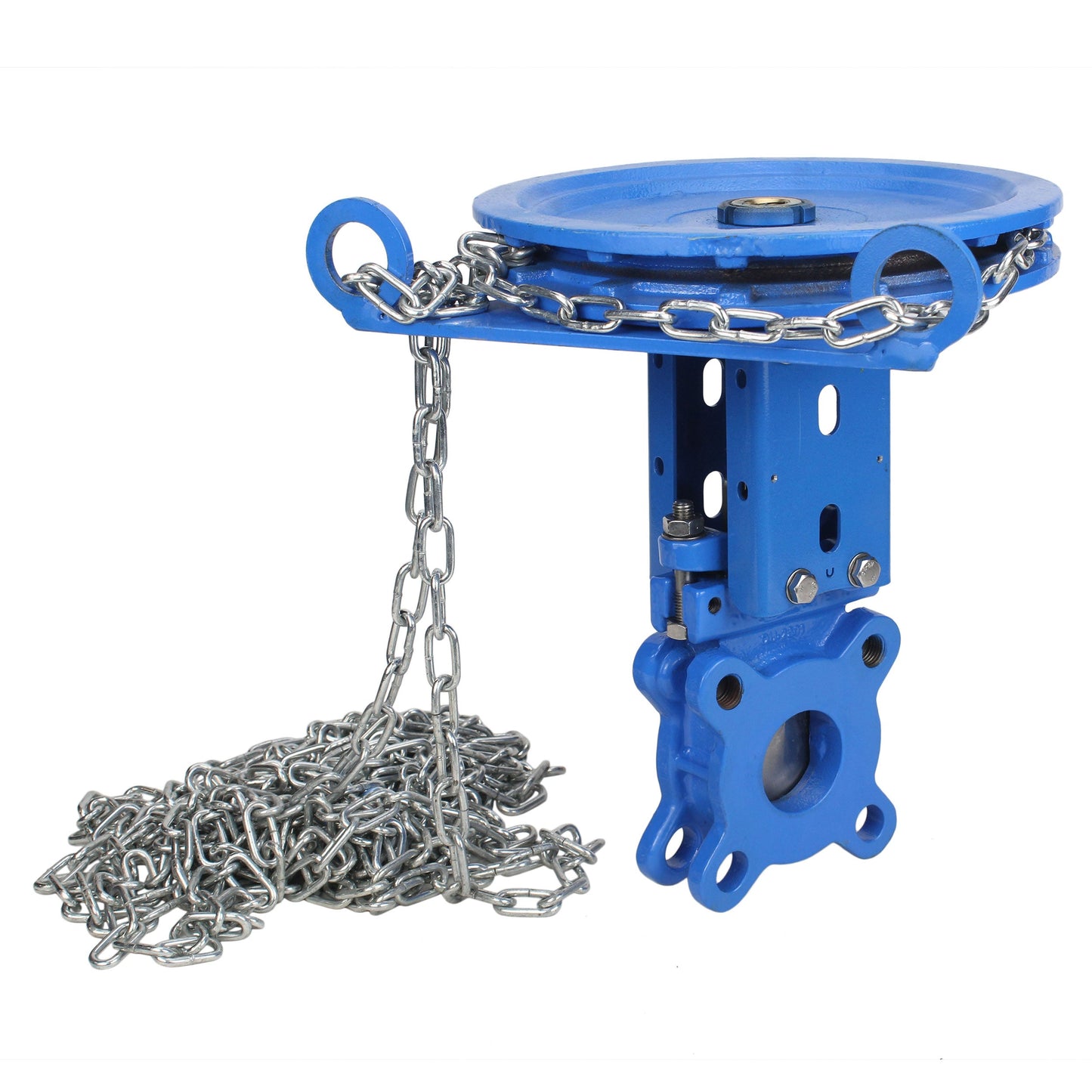 Knife gate valve DNOVA GVKR1331N-2W-Fb-CC, body material - cast iron GGG40, knife material - stainless steel AISI 304, seal - NBR, handwheel with chain
