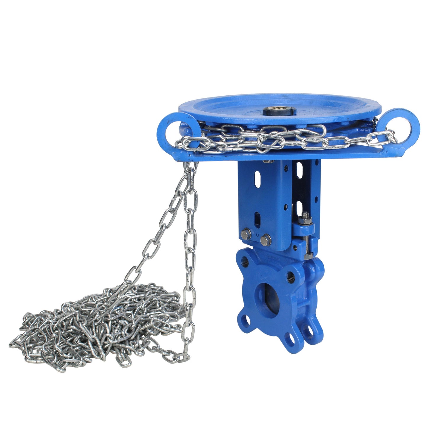 Knife gate valve DNOVA GVKR1331N-2W-Fb-CC, body material - cast iron GGG40, knife material - stainless steel AISI 304, seal - NBR, handwheel with chain