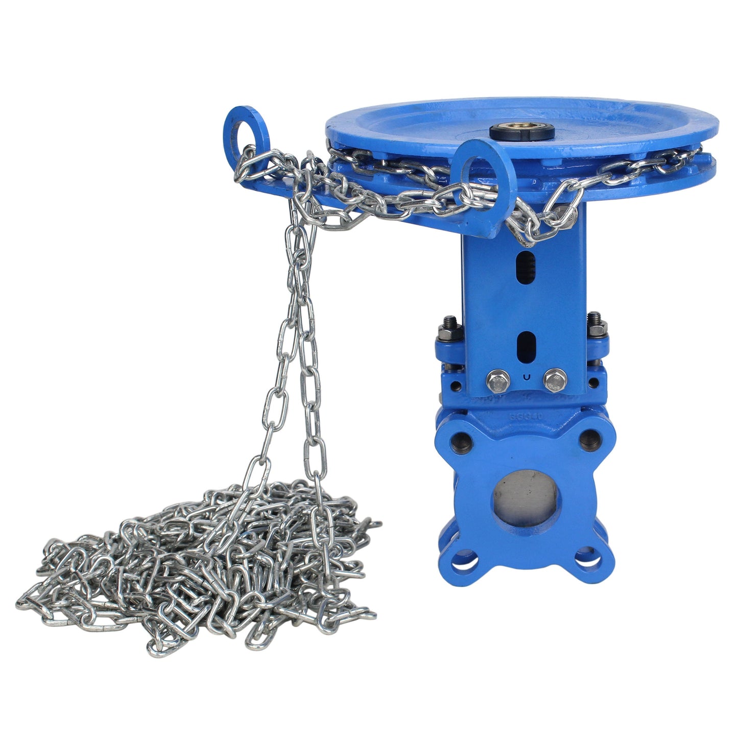 Knife gate valve DNOVA GVKR1331N-2W-Fb-CC, body material - cast iron GGG40, knife material - stainless steel AISI 304, seal - NBR, handwheel with chain