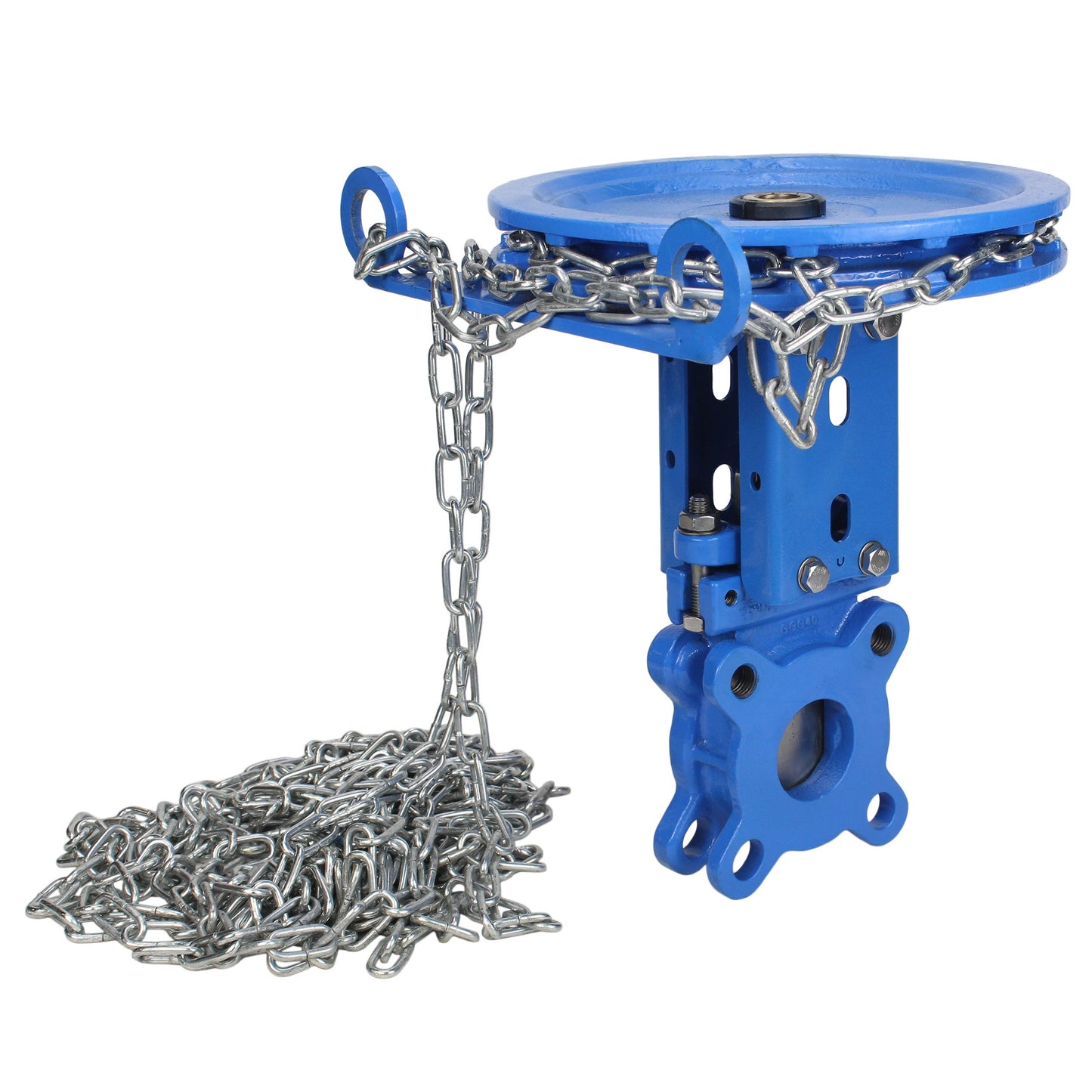 Knife gate valve DNOVA GVKR1331N-2W-Fb-CC, body material - cast iron GGG40, knife material - stainless steel AISI 304, seal - NBR, handwheel with chain
