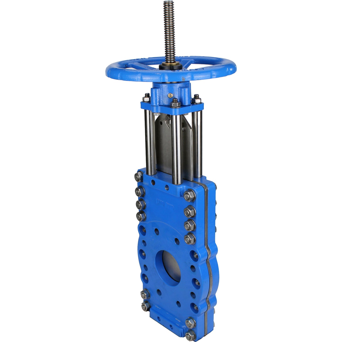 Knife gate valve with through blade DNOVA GVKRT3431N-2W-Fb-S, body material - carbon steel A216, knife material - stainless steel AISI 304, seal - NBR, handwheel