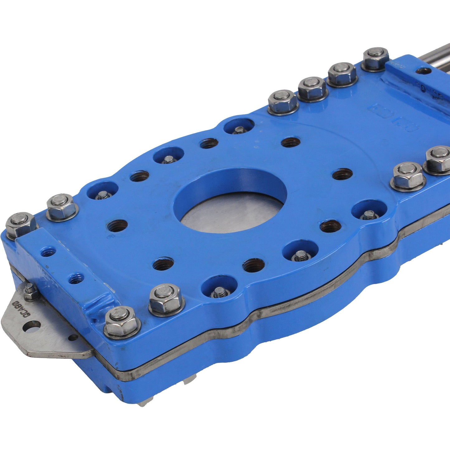 Knife gate valve with through blade DNOVA GVKRT3431N-2W-Fb-S, body material - carbon steel A216, knife material - stainless steel AISI 304, seal - NBR, handwheel