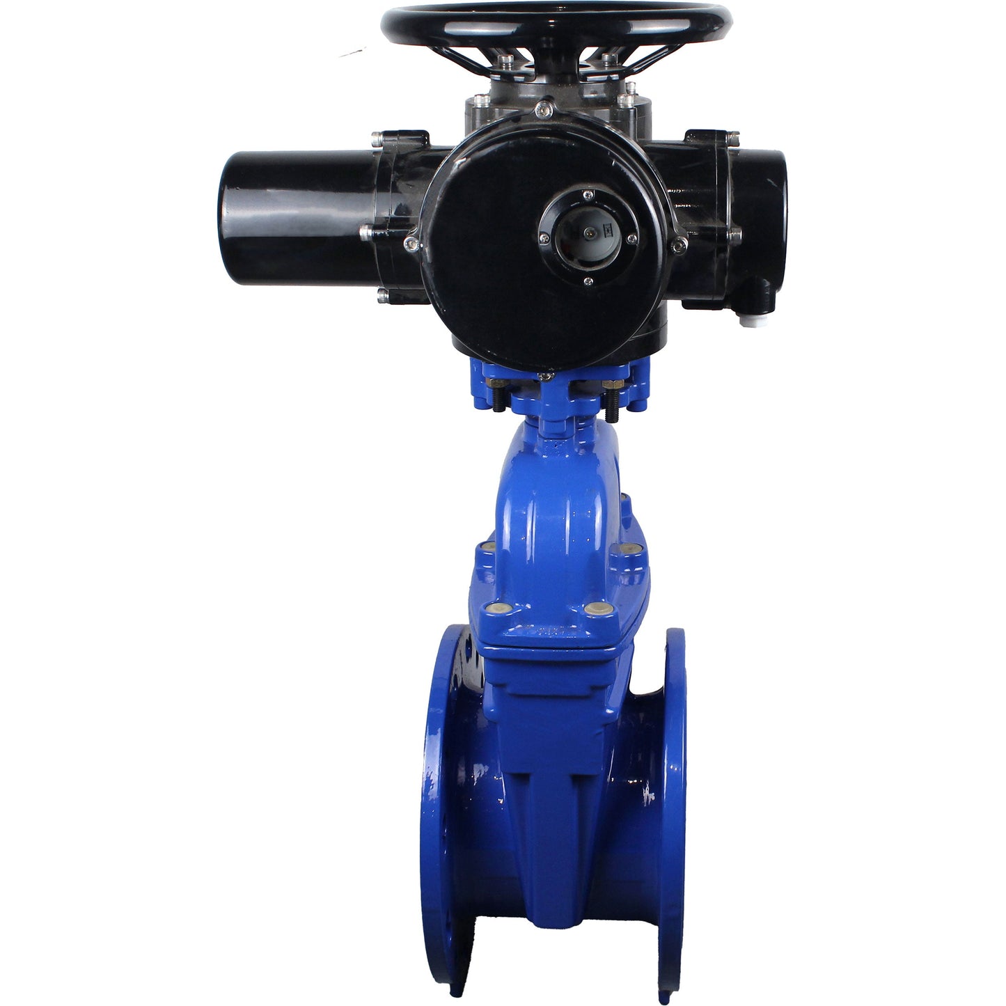 Wedge valves DNOVA GVWN1414E-2W-F flanged, wedge - rubber-coated, spindle - non-retractable, body - cast iron, seal - EPDM, with OST flange with multi-turn electric drive MT-N-EM-O2-380VAC-U1 five-jaw