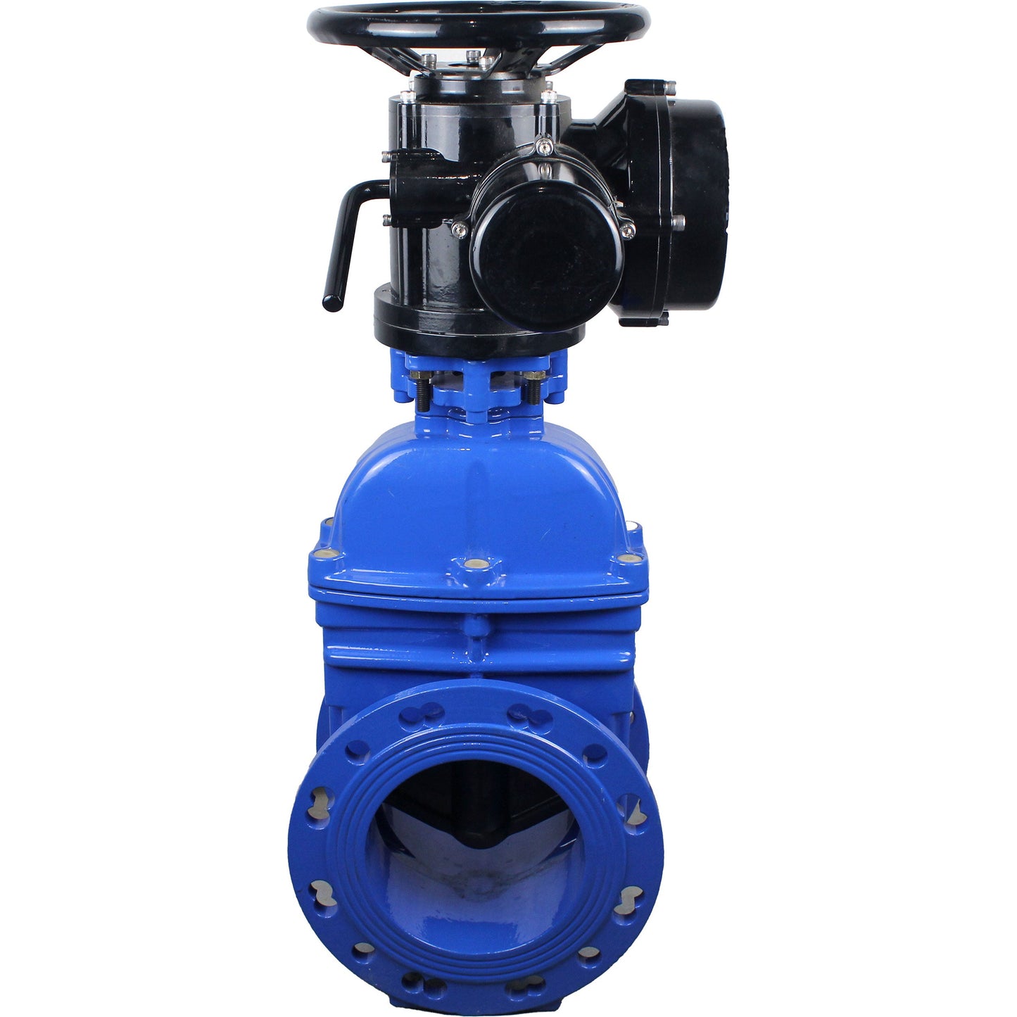Wedge valves DNOVA GVWN1414E-2W-F flanged, wedge - rubber-coated, spindle - non-rising, body - cast iron, seal - EPDM, with OST flange with multi-turn electric drive MT-N-EM-O2-220VAC-U1 five-jaw