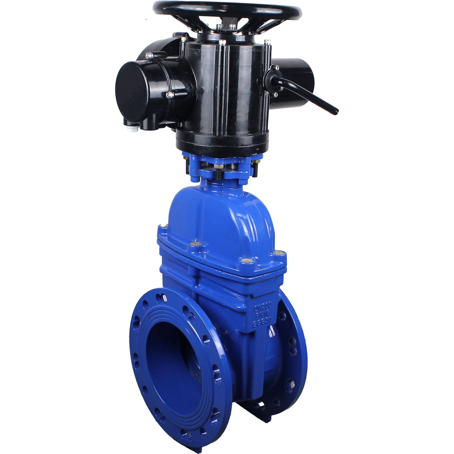 Wedge valves DNOVA GVWN1414E-2W-F flanged, wedge - rubber-coated, spindle - non-retractable, body - cast iron, seal - EPDM, with OST flange with multi-turn electric drive MT-N-EM-O2-380VAC-U1 five-jaw
