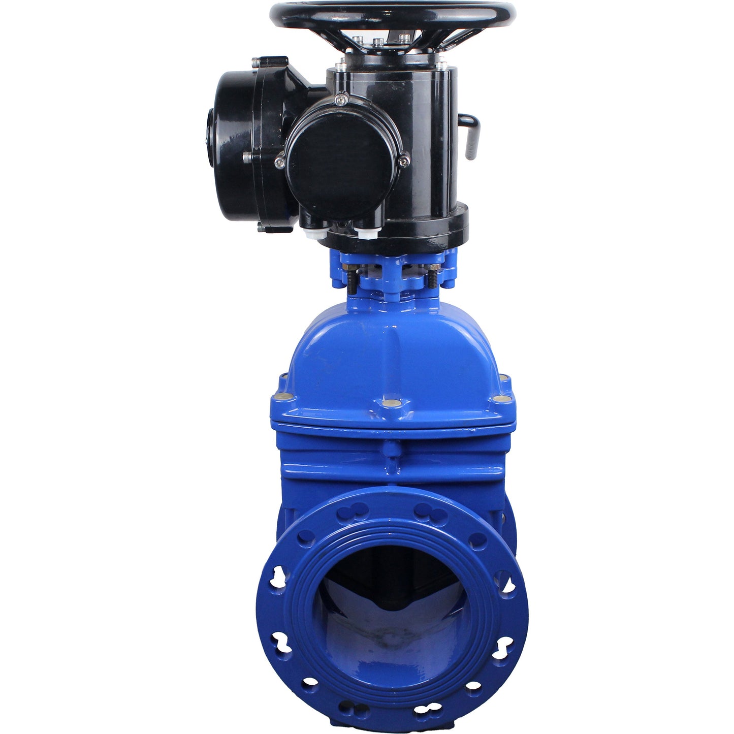 Wedge valves DNOVA GVWN1414E-2W-F flanged, wedge - rubber-coated, spindle - non-retractable, body - cast iron, seal - EPDM, with OST flange with multi-turn electric drive MT-N-EM-O2-380VAC-U1 five-jaw