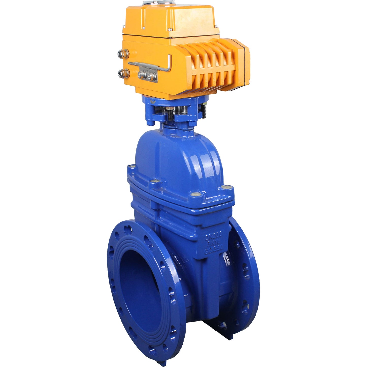 Wedge valves DNOVA GVWN1414E-2W-F flanged wedge valves, wedge - rubber-coated, spindle - non-rising, body - cast iron, seal - EPDM, with ISO flange with multi-turn electric drive MT-N-Z-O1-380VAC-U1