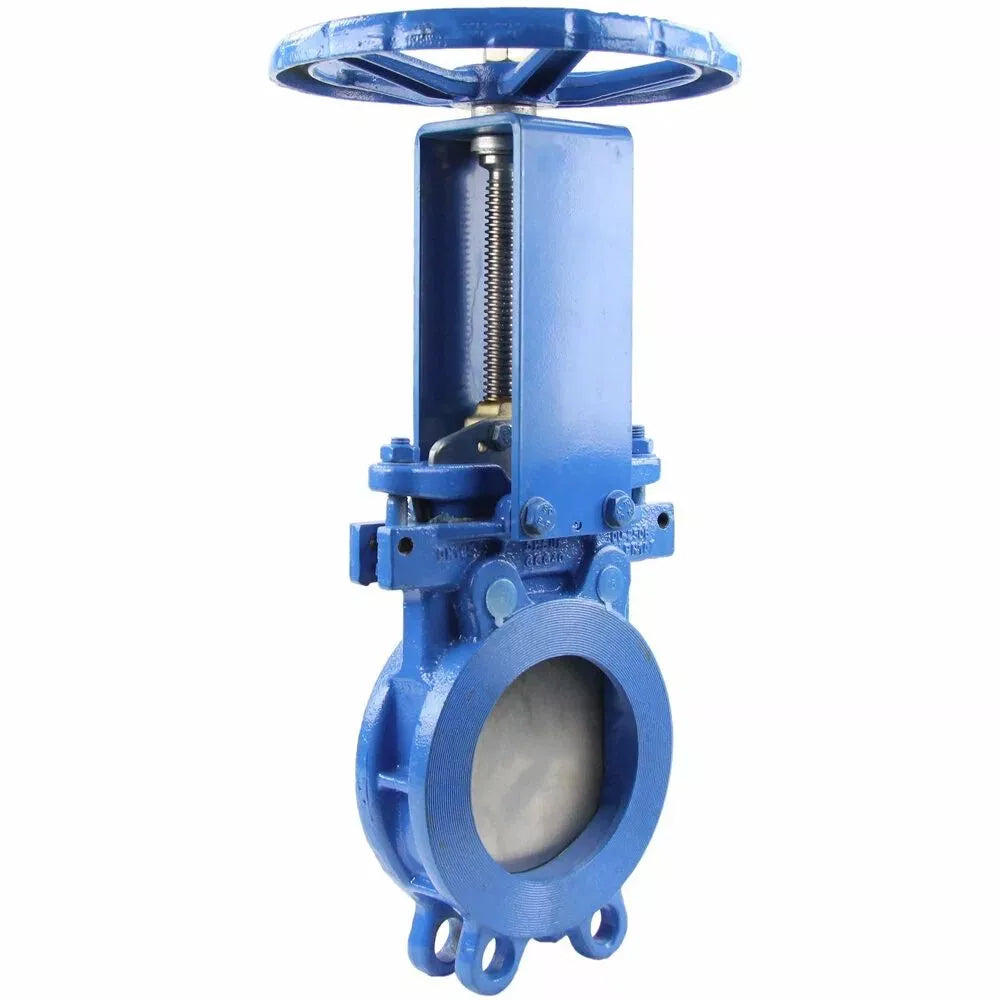 Válvula de guillotina DNOVA GVKR1331M-1W-Fb-S, material del cuerpo: fundición GGG40, material de la cuchilla: acero inoxidable AISI 304, junta: metal, volante