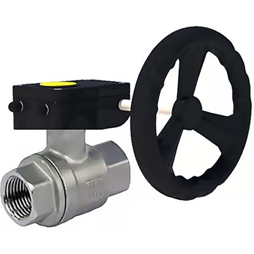Válvula de bola de acero inoxidable DNOVA kshmp316-DNOVA-ham, material del cuerpo: acero inoxidable AISI 316, material de la bola: acero inoxidable AISI 316, sello: PTFE, accionado por engranajes