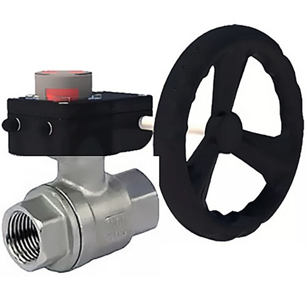 Válvula de bola de acero inoxidable DNOVA kshmp316-DNOVA-hgb, material del cuerpo: acero inoxidable AISI 316, material de la bola: acero inoxidable AISI 316, sello: PTFE, accionado por engranajes