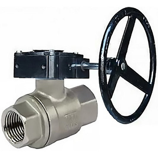 Stainless steel ball valve DNOVA kshmp316-DNOVA-rdn, body material - stainless steel AISI 316, ball material - stainless steel AISI 316, seal - PTFE, gear operated