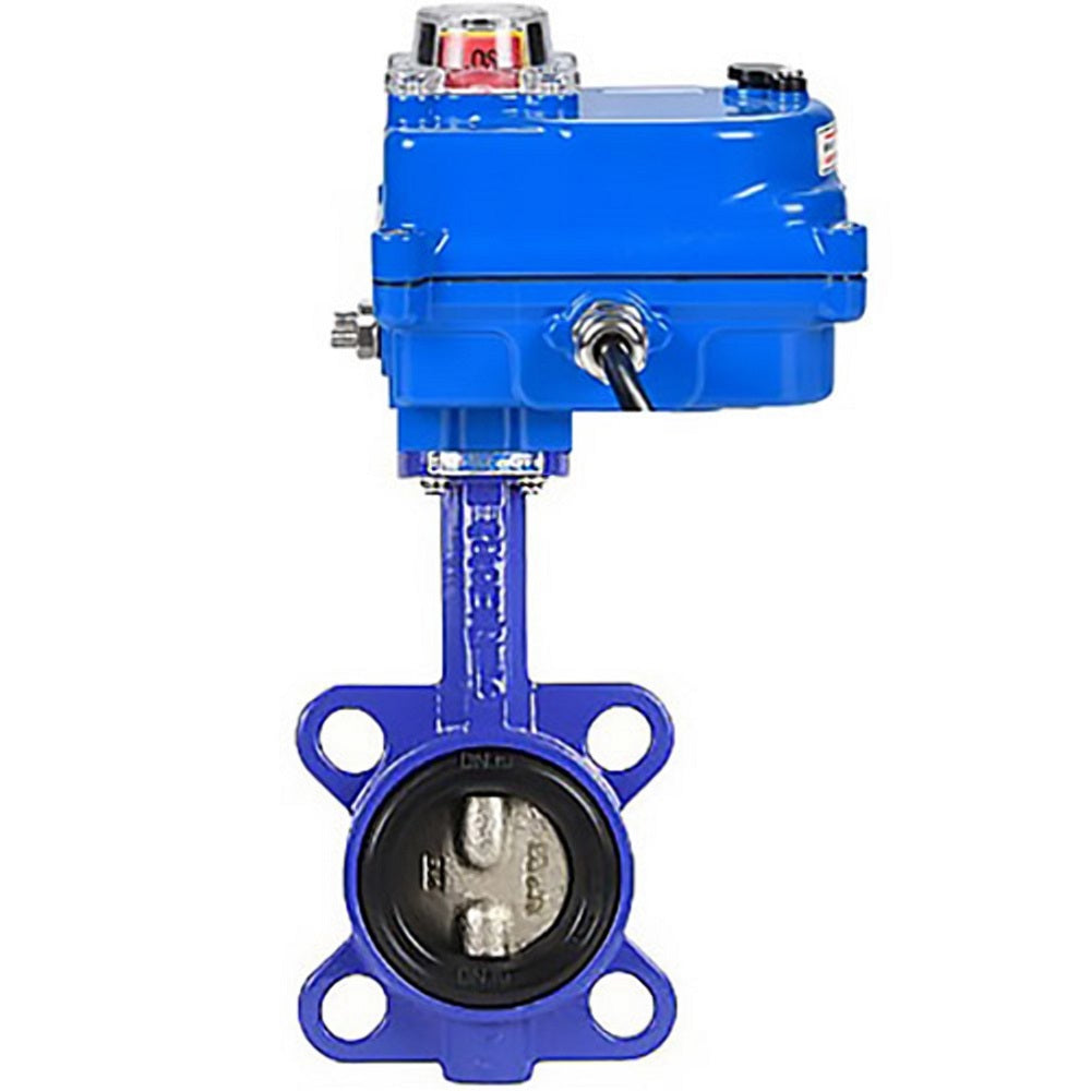 Válvula de mariposa de agua DNOVA gg25-316l-nbr-DNOVA-24v, material del cuerpo - fundición GG25, material del disco - acero inoxidable AISI 316L, sello - NBR, actuador eléctrico operado