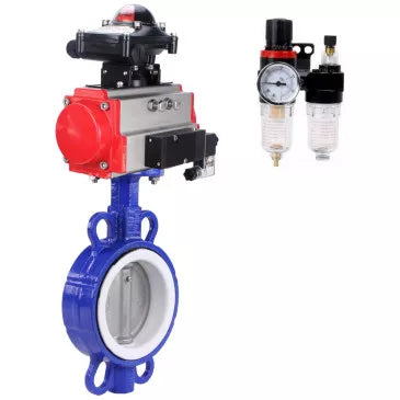 Water Butterfly Valve DNOVA WBV3432P-2W-Fb-H Du40-125 Ru16, body - carbon steel WCB, disk - stainless steel 316L, seal - PTFE, with pneumatic drive PA-SA, with pneumatic distributor 4V320-08 220V, BKV APL- 410N Ex, BPV AFC2000