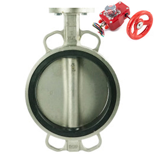 Water butterfly valve DNOVA 316L-316L-NBR body material - stainless steel AISI 316L, disk material - stainless steel AISI 316L, seal - NBR with gear DNOVA HGBF, with position indicator and feedback sensor